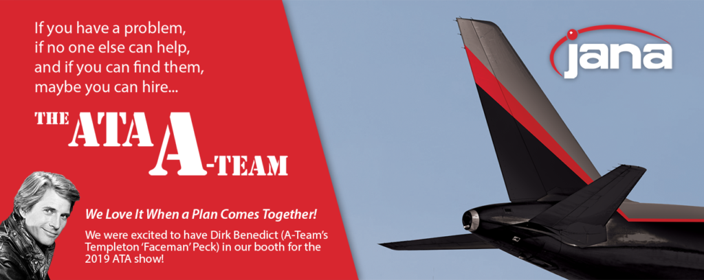 airplane in livery similar to the a-team van with an insert showing a photo of dirk benedict